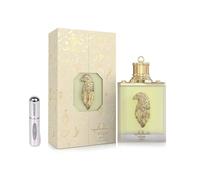 Uqab Rihla Eau de Parfum 100 ml, profumo arabo unisex a lunga durata, con atomizzatore ricaricabile da 5 ml, fragranza floreale muschiata con note di pera, rosa, vaniglia e muschio (Uqab Rihla)