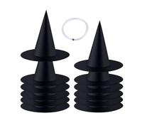 Uqezagpa 12 cappelli da strega di Halloween con corda da appendere da 30,7 m, per carnevale, cosplay, costume nero a punta mago