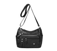 Uqezagpa 2024 Borsa a tracolla versatile alla moda in pelle multi scomparto per le donne versatile borsa per pannolini alla moda per i genitori, Nero , One Size