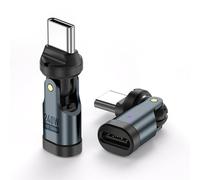 Uqezagpa 3 Adattatore USB C girevole a 180°+360° PD240W 5A Fast 480Mbps Sync LED Alluminio USB C Ad angolo di ricarica rapida Connettori