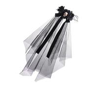 Uqezagpa 3. Elegante velo da strega da donna, con fiocco e fiocco, per Halloween, cosplay, feste, accessorio elegante per feste da strega