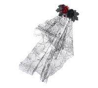 Uqezagpa 3. Elegante velo da strega da donna, con fiocco, per Halloween, cosplay, feste, velo da strega