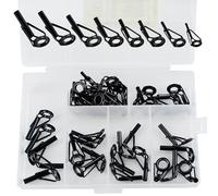 Uqezagpa 40Pcs Pesca Occhielli Guida di Riparazione Punta Acciaio Inox Anelli Ceramica Tip Top Per Canna Da Pesca Sostituzione Canna Da Pesca Occhielli Kit di Riparazione