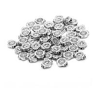 Uqezagpa 50Pcs Oro Antico/Argento Antico Benedetto Rotondo Perlina Sciolta Gioielli Accessori Religiosi Perline Rotonde Sciolte per la Realizzazione