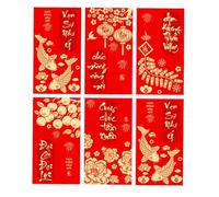 Uqezagpa 6pcs cultura vietnamita ispira buste rosse con texture smerigliata lunari anno cavalli modello buona fortuna imballaggio senza impronte digitali opaco buste rosse