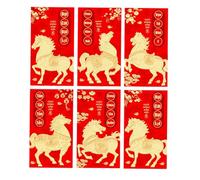 Uqezagpa 6pcs cultura vietnamita ispira buste rosse con texture smerigliata lunari anno cavalli modello buona fortuna imballaggio senza impronte digitali opaco buste rosse