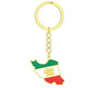 Uqezagpa Accessori portachiavi, vintage Iran Map Portachiavi gioielli in acciaio oro argento bandiera portachiavi portachiavi ciondolo chiave regalo per donne uomini borsa fascino, Oro