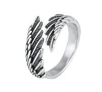 Uqezagpa Accessorio regolabile in lega color argento ispirato alle piume, per donne e uomini, idee regalo alla moda, unisex, anelli aperti con piume, per donne e uomini, One Size, come descritto, come