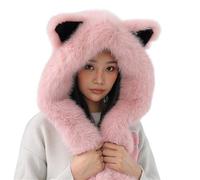 Uqezagpa Addensare caldo cappello sciarpa bella volpe orecchie donne outdoor paraorecchie bambini per calore invernale e look alla moda cappello alla moda, Polvere per la pelle., Taglia unica