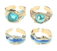 Uqezagpa Anelli che sventolano oceani ispirati al mare dal design elegante argento robusto lega resina regali artigianali per donne accessori a tema mare