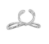 Uqezagpa Anelli di fiocco esagerati di colore oro e argento anelli a doppio fiocco da donna alla moda aperti regolabili gioielli aperti per coppie, Silver, come descritto, come descritto