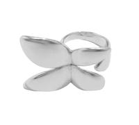 Uqezagpa Anelli di fiocco esagerati di colore oro e argento anelli a doppio fiocco da donna alla moda aperti regolabili gioielli aperti per coppie, Silver, come descritto, come descritto