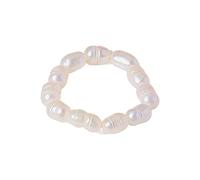 Uqezagpa Anelli giocosi con perle di perle d'acqua dolce naturali per matrimonio, accessorio alla moda perfetto per un look alla moda elegante cerchio con perline, One Size, come descritto, come