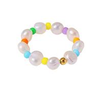 Uqezagpa Anelli giocosi con perle di perle d'acqua dolce naturali per matrimonio, accessorio alla moda perfetto per un look alla moda elegante cerchio con perline, One Size, come descritto, come