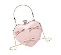 Uqezagpa Borsa a tracolla alla moda a forma di cuore per le donne PU borsa da sera con fiocco borse a tracolla con catena per migliorare feste serali borsa evento ballo, P, One Size