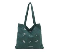 Uqezagpa Borsa a tracolla con lettere ricamate in velluto a coste per le donne Borsa a tracolla di grande capacità casual di grande capacità per la scuola e i viaggi Borsa a tracolla di grande