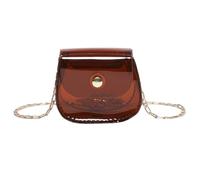 Uqezagpa Borsa a tracolla da donna Catene Borsa a tracolla trasparente Piccoli messaggeri Shopping Incontri Moda Selle portamonete Donna Crossbody Trasparente Piccola Spalla Selle Messenger, Caff, One