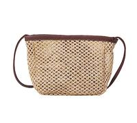 Uqezagpa Borsa a tracolla in tessuto casual Borsa a tracolla da viaggio 2023 SummerBeach Shoulder For Girl Women Straw Weave Square Versatile, Marrone, One Size