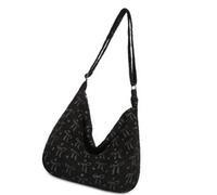 Uqezagpa Borsa a tracolla permanente a costine sottile francese Blossomy Plan Spaziosa borsa a tracolla per studenti per uso quotidiano Elegante borsa a tracolla francese incoraggiata, Nero