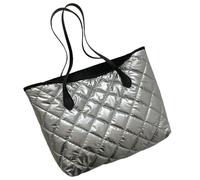 Uqezagpa Borsa a tracolla trapuntata da donna, di grande capacità, funzionale e pratica, per lavoro, scuola e viaggi, borsa imbottita, Argento, One Size