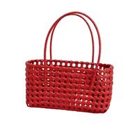 Uqezagpa Borsa trasparente dal design cavo con pratica maniglia adatta per accessori alla moda da donna e borsa da spiaggia, Rosso