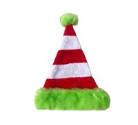 Uqezagpa Cappelli di Babbo Natale a righe in peluche a righe cappelli di Babbo Natale celebrazioni festa accessorio copricapo per riunioni di famiglia cappello di peluche di Natale