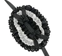 Uqezagpa Cappello vittoriano per tea party anime con fiocco in pizzo design floreale fasce regolabili per donne ragazze protezione solare cappello fatto a mano per donne, Nero , Taglia unica