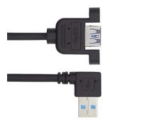 Uqezagpa Cavo di prolunga USB 3.0 ad alta velocità, 5 Gbps, ad angolo retto/adattatore testa dritta maschio a femmina orecchie di montaggio sicure