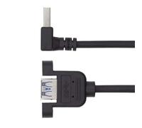 Uqezagpa Cavo di prolunga USB 3.0 ad alta velocità, 5 Gbps, ad angolo retto/adattatore testa dritta maschio a femmina orecchie di montaggio sicure