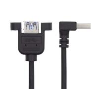 Uqezagpa Cavo di prolunga USB 3.0 ad alta velocità, 5 Gbps, ad angolo retto/adattatore testa dritta maschio a femmina orecchie di montaggio sicure