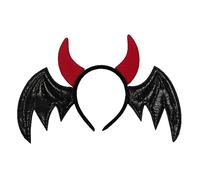 Uqezagpa Cerchietto per capelli a forma di ala di pipistrello e corno di diavolo, per adulti, per feste di Halloween, per donne e ragazze, cosplay, fascia per capelli per lavare il viso