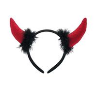 Uqezagpa Cerchietto per capelli con corna da diavolo, per cosplay, Halloween, feste, accessori per capelli, per bambini e adulti, trucco per lavare il viso