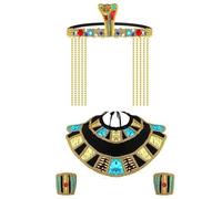 Uqezagpa Cerchietto per capelli con serpenti regina d'Egitto, per cosplay, Halloween, con perline dorate, copricapo dorato