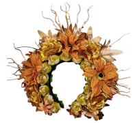 Uqezagpa Cerchietto per capelli da sposa con fiori artificiali e perle, accessorio per capelli alla moda