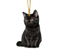Uqezagpa Ciondolo in vetro per specchietto retrovisore a forma di gatto nero, ornamento da appendere per interni dell'auto, aggiunge calore e personalità a qualsiasi veicolo antistress
