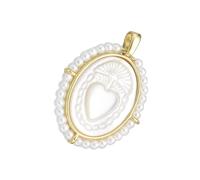 Uqezagpa Ciondolo ovale alla moda con medaglie Marys, accessorio per la creazione di gioielli con perle d'acqua dolce, Length 2.8cm, Width 2cm, Rame