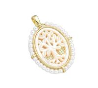 Uqezagpa Ciondolo ovale alla moda con medaglie Marys, accessorio per la creazione di gioielli con perle d'acqua dolce, Length 2.8cm, Width 2cm, Rame
