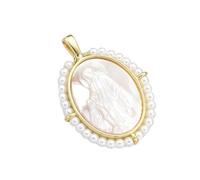 Uqezagpa Ciondolo ovale alla moda con medaglie Marys, accessorio per la creazione di gioielli con perle d'acqua dolce, Length 2.8cm, Width 2cm, Rame