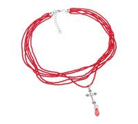 Uqezagpa Collana a catena con ciondolo a forma di crocifisso, stile retrò, con perline in lega, accessorio alla moda, regalo elegante, One Size, come descritto, come descritto