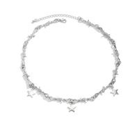 Uqezagpa Collana alla moda con ciondolo a forma di stella, collana a catena per clavicola, gioiello punk con catena a spine