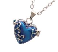 Uqezagpa Collana con ciondolo a forma di cuore in ottone retrò con scomparto segreto per accessori, catena regolabile per il collo, gioiello vintage in ottone, Misura unica, come descritto, come