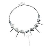 Uqezagpa Collana lunga con ciondolo a punte in resina e lega di texture accessori di moda per le donne stile punk vintage gioielli per feste collana retrò