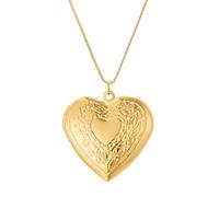 Uqezagpa Collana vintage con medaglione a forma di cuore con incisioni floreali, catena regolabile, ciondolo per foto, accessorio per le donne da indossare tutti i giorni, Misura unica, come descritto
