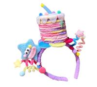 Uqezagpa Colorato Twisted Stick Torta di Compleanno Fascia Con Cartoon Star Copricapo Morbido Tessuto Accessorio Per Capelli Per Le Feste Viola Torta Fascia