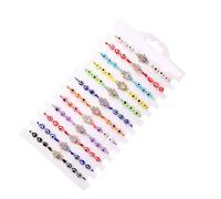 Uqezagpa Confezione da 12 braccialetti con occhi intrecciati in corda mistica, regolabili, unisex, per regali con simbolo degli occhi malvagi, Misura unica, come descritto