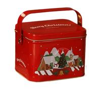 Uqezagpa Contenitore in latta a tema natalizio con parte anteriore liscia per decorazioni uniche, regalo e organizzazione per tutto l'anno