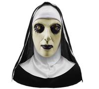 Uqezagpa Costume da suora in lattice leggero traspirante per uso prolungato durante Halloween giochi di ruolo e celebrazioni spaventose Halloween Cosplay suora protesi viso