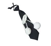 Uqezagpa Cravatte eleganti regolabili per le donne estetiche palline di peluche ciondolo pre legato cravatta per uniformi scolastiche e cosplay evento pre-legato cravatta, A, Taglia unica