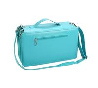 Uqezagpa Custodia in pelle con 120 scomparti per pennarelli con tracolla, grande capacità, multistrato, borsa per il trasporto per pennelli da pittura, borsa per penne in PU, Blu lago