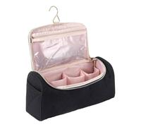 Uqezagpa Custodia per acconciature e accessori, borsa portatile con ganci in metallo per appendere trucchi da viaggio, Nero